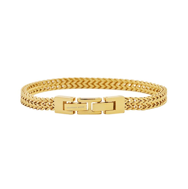 Geoffrey Beene Menâ€™s Stainless Steel Double Franco Chain Gold Bracelet with Extension (Gold, 8.5") - Image 2